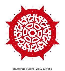 Christmas stamp design in shape of snowflake. Holiday template for Xmas handmade gifts. Vector.