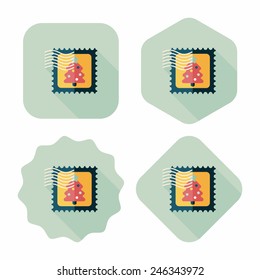 Christmas stamp flat icon with long shadow,eps10
