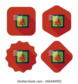 Christmas stamp flat icon with long shadow,eps10