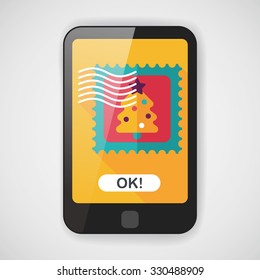 Christmas stamp flat icon with long shadow,eps10