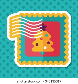 Christmas stamp flat icon with long shadow,eps10