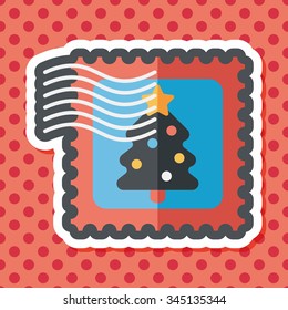 Christmas stamp flat icon with long shadow,eps10