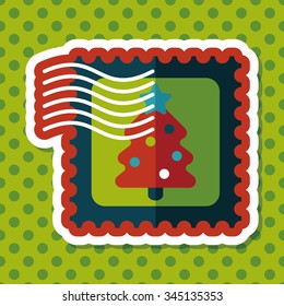 Christmas stamp flat icon with long shadow,eps10