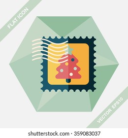 Christmas stamp flat icon with long shadow,eps10