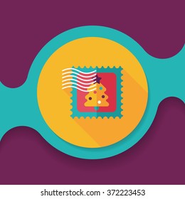 Christmas stamp flat icon with long shadow,eps10