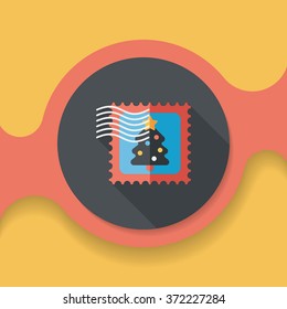 Christmas stamp flat icon with long shadow,eps10