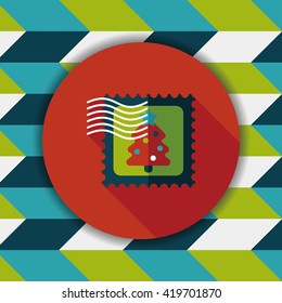 Christmas stamp flat icon with long shadow,eps10