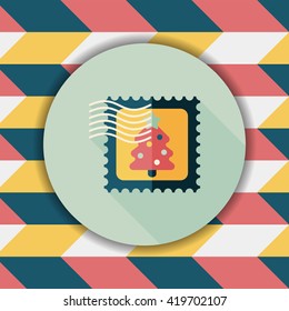 Christmas stamp flat icon with long shadow,eps10