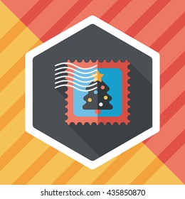 Christmas stamp flat icon with long shadow,eps10