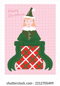 Christmas stamp. Garlands, flags, labels, bubbles, ribbons and stickers. Collection of Merry Christmas decorative icons