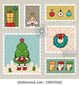 Christmas stamp, set