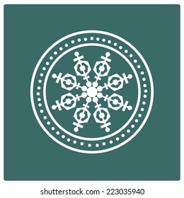 Christmas stamp with snowflake. Vector illustration.