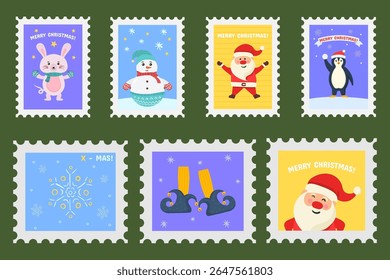 Christmas stamp vector. Peaceful dove illustration for second day of christmas. Vintage turtle doves in flat design. Classic holiday frame with feather ornament and love message.