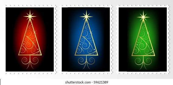 Christmas stamps, vector