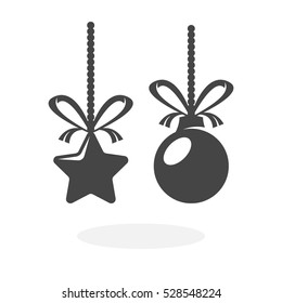 Christmas star and ball icon isolated on white background. Christmas star and ball vector logo. Flat design style. Modern vector pictogram for web graphics - stock vector