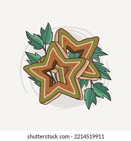 Christmas star biscuit illustration template