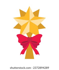 christmas star and bow illustration isolated