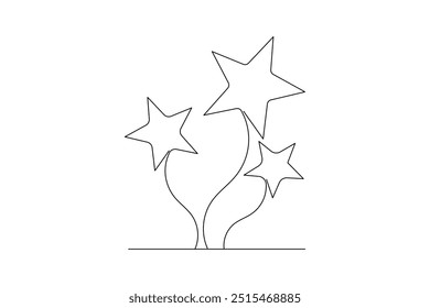 Dibujo continuo de una línea de estrella de Navidad de arte de contorno aislado e ícono de Vector de estrella