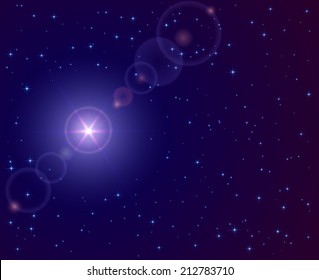 Christmas star in the dark sky, illustration.