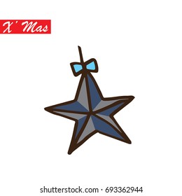 Christmas star decoration outline vector.