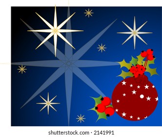 christmas star design background with bauble