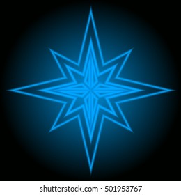 Christmas star, design background. Vector neon festive  illustration.