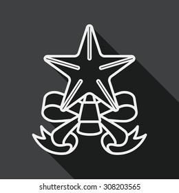 Christmas star flat icon with long shadow, line icon