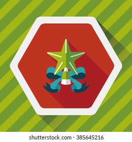 Christmas star flat icon with long shadow,eps10