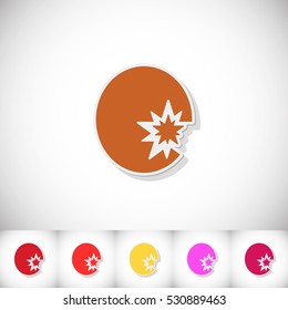 Christmas star. Flat sticker with shadow on white background. Vector illustration