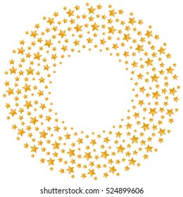 Christmas star gold color pattern circle shape isolated on white color background, with copy space center