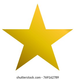 Christmas star golden - simple 5 point star - isolated on white - vector illustration