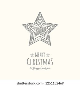 Christmas star with with hand drawn elements. Vector.