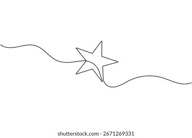 Christmas star icon continuous one line drawing minimalist holiday decoration on white background
