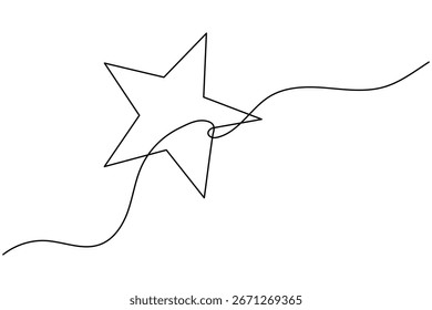 Christmas star icon continuous one line drawing minimalist holiday decoration on white background