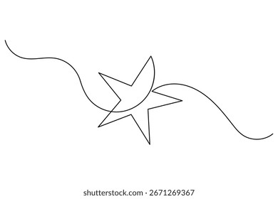 Ícone de estrela de Natal contínuo desenho de uma linha decoração de férias minimalista no fundo branco