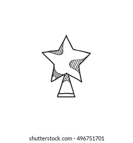 Christmas star icon in doodle sketch lines. Celebration December tree top decoration
