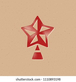 Christmas star icon in halftone style. Grunge background vector illustration.