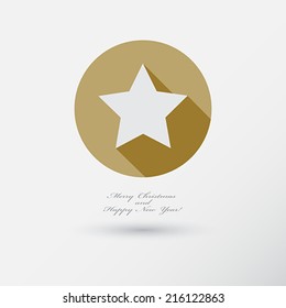 Christmas Star Icon with long  Shadow.  Flat style. Vector Illustration. 