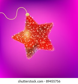 Christmas star illustration - postcard with a twinkling red star. EPS 8 vector file included