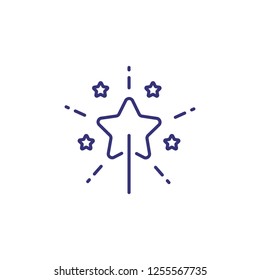 Christmas star line icon. Bengal light, firework, wand. Christmas concept. Vector illustration can be used for topics like holidays, magic, pyrotechnics