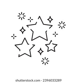 Christmas star line icon or logo style. High quality sign and symbol on a white background. Happy New Year vector outline pictogram for infographic