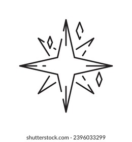 Christmas star line icon or logo style. High quality sign and symbol on a white background. Happy New Year vector outline pictogram for infographic