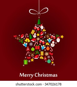 Christmas star made of colourful Christmas elements