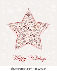 Christmas star made from snowflakes, vector illustration