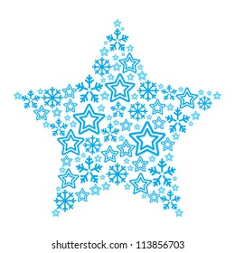 Christmas star made of vector snowflakes and star icons
