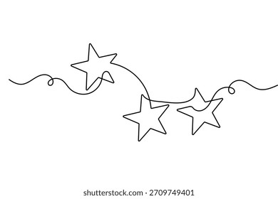 Estrella de Navidad minimalista continua de una línea de arte abstracto de vacaciones de diseño de Vector de contorno