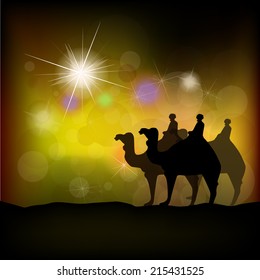 Christmas star on a gold background. Vector