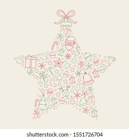 Christmas star on white background. Xmas decoration. Vector