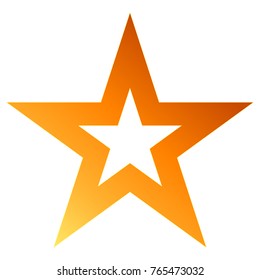 Christmas star orange - outlined 5 point star - isolated on white - vector illustration