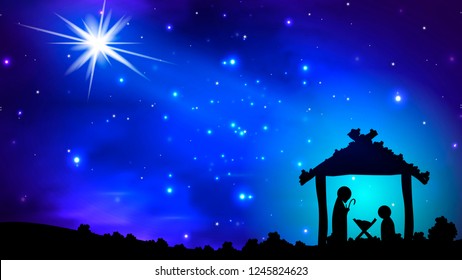 christmas star over jesus